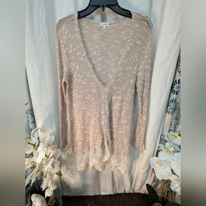 Blu Planet Beige and White Knit Women's Blouse